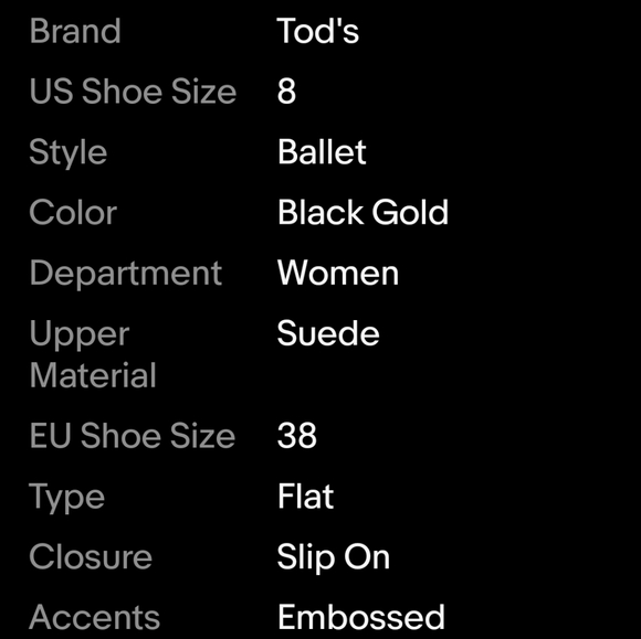 Tod's Gold Black Suede Ballet Flats Comfort Slip On Driving Shoes 8 - Picture 10 of 10